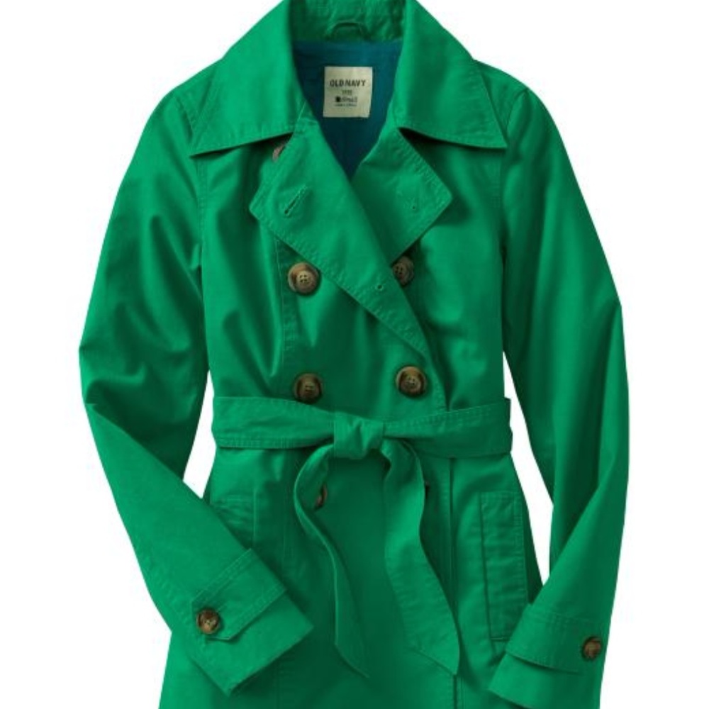 Old Navy Green Canvas Trench Coat
